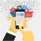 Mobile commerce concept illustration