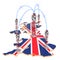 Mobile communications in the United Kingdom, cell towers on the map. 3D rendering