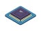 Mobile or computer processor with gold-plated contacts. Chip or motherboard. Isometric vector illustration isolated on