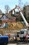 Mobile concrete pump at making the ground floor of a house