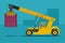 Mobile Container Handler in action at a container terminal. Crane lifts container handler Isolated vector illustration