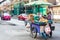 Mobile counter on a scooter. Street trade in Asia