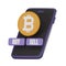 Mobile cryptocurrency trading icon Bitcoin buy and sell 3D render