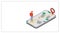 Mobile Delivery App. Courier with bag. Map with destination point 1-2