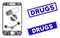 Mobile Drugstore Chart Mosaic and Grunge Rectangle Stamp Seals