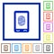 Mobile fingerprint identification flat framed icons