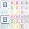 Mobile fingerprint identification outlined flat color icons