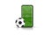Mobile football soccer. Online sport bet play match. Online soccer game with live mobile app. Football field on the