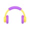 Mobile headphones 3d icon. Professional yellow headset with purple accents