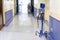 Mobile health diagnostic machine to check blood pressure and pulse at hospital ward corridor