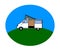 Mobile home on the background. House on wheels. Cartoon. Vector.