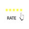 Mobile Icon for assessing the quality of an application or service. Five stars and a hand.