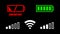 Mobile icons. Charger, low battery, network, wifi symbol. Alpha channel