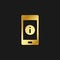 mobile, information gold icon. Vector illustration of golden style