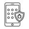 Mobile insecurity Outline vector icon which can easily modify or edit