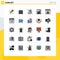 Mobile Interface Filled line Flat Color Set of 25 Pictograms of browser, panel, bio, control, cabin