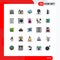 Mobile Interface Filled line Flat Color Set of 25 Pictograms of chess, world, thanksgiving, research, technology