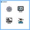 Mobile Interface Filledline Flat Color Set of 4 Pictograms of basic, format, wheel, security, education