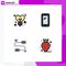 Mobile Interface Filledline Flat Color Set of 4 Pictograms of bulb, cable, valentines, mobile, hardware