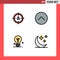 Mobile Interface Filledline Flat Color Set of 4 Pictograms of business, bulb, planning, media, idea