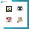 Mobile Interface Filledline Flat Color Set of 4 Pictograms of coding, balloon, picture, mainframe, love