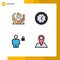 Mobile Interface Filledline Flat Color Set of 4 Pictograms of dollar, locked, online, avatar, contact