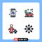 Mobile Interface Filledline Flat Color Set of 4 Pictograms of forecast, family, service, parking, mom