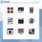 Mobile Interface Filledline Flat Color Set of 9 Pictograms of business case, paper, application, page, data