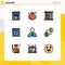 Mobile Interface Filledline Flat Color Set of 9 Pictograms of human, avatar, sauna, software, api concept