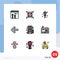 Mobile Interface Filledline Flat Color Set of 9 Pictograms of mobile, back, pack, arrows, easter