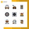 Mobile Interface Filledline Flat Color Set of 9 Pictograms of modern, appliances, mobile application, shield, festival