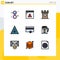 Mobile Interface Filledline Flat Color Set of 9 Pictograms of money, pyramid, ancient, fall, historic