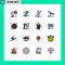 Mobile Interface Flat Color Filled Line Set of 16 Pictograms of clock, oil, trend, industry, summer