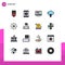 Mobile Interface Flat Color Filled Line Set of 16 Pictograms of eshop, upload, computer, up, cloud