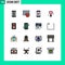 Mobile Interface Flat Color Filled Line Set of 16 Pictograms of hifi, wedding, keyboard, sign, female