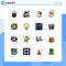 Mobile Interface Flat Color Filled Line Set of 16 Pictograms of joystick, messages, transport, conversation, color