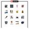 Mobile Interface Flat Color Filled Line Set of 16 Pictograms of microphone, gadget, gender, devices, security