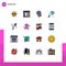 Mobile Interface Flat Color Filled Line Set of 16 Pictograms of research, globe, development, global, map