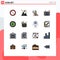 Mobile Interface Flat Color Filled Line Set of 16 Pictograms of tape, audio cassette, mountain, audio, money