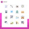 Mobile Interface Flat Color Set of 16 Pictograms of hobby, bag, office, back pack, physics