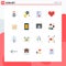 Mobile Interface Flat Color Set of 16 Pictograms of sweet, like, list, love, secure