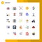 Mobile Interface Flat Color Set of 25 Pictograms of app, vegetable, board, lemon, food