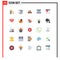 Mobile Interface Flat Color Set of 25 Pictograms of bookmark, board, programming, billboard, wedding