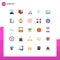 Mobile Interface Flat Color Set of 25 Pictograms of creative, task, medical, page, file