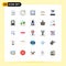 Mobile Interface Flat Color Set of 25 Pictograms of delivery, campus, computer, bank, laptop