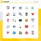 Mobile Interface Flat Color Set of 25 Pictograms of environment, gas, traffic signal, lab, chemistry