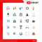 Mobile Interface Flat Color Set of 25 Pictograms of finance, forming, human, formation, core