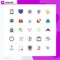 Mobile Interface Flat Color Set of 25 Pictograms of finger, wind, shield, weather, wheel