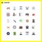 Mobile Interface Flat Color Set of 25 Pictograms of people, user, regular, network, clothes