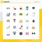 Mobile Interface Flat Color Set of 25 Pictograms of wireframe, layout, love, app, docs